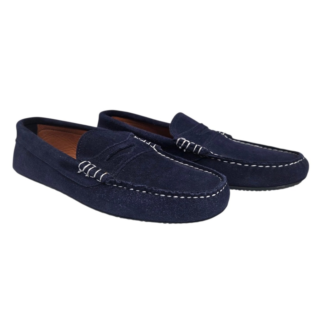 NWOT Quoddy Penny Driver Shoe Navy Blue‎ Suede Leather Slip On Dark Mens 11.5